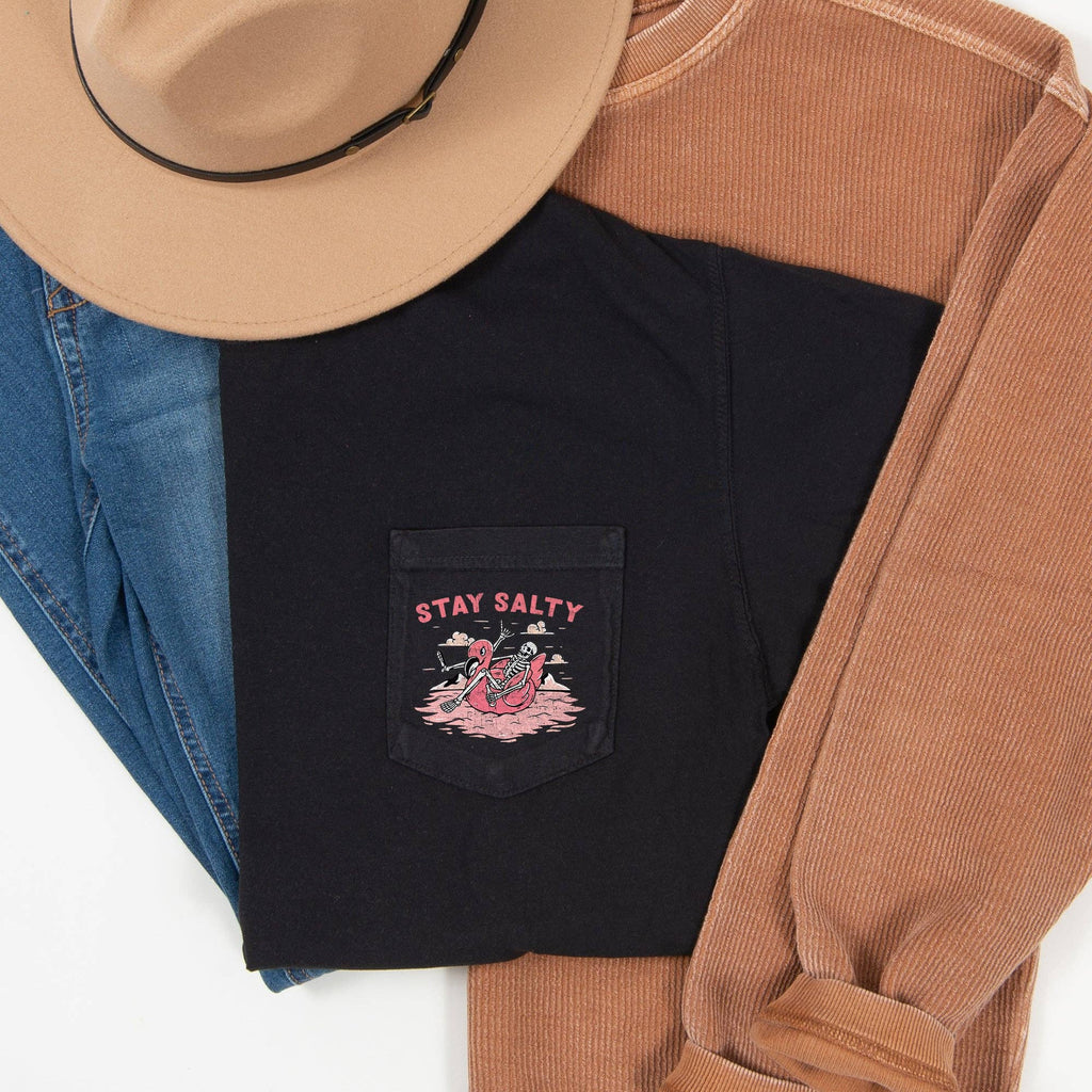 Stay Salty Skeleton Halloween Pocket T-Shirt