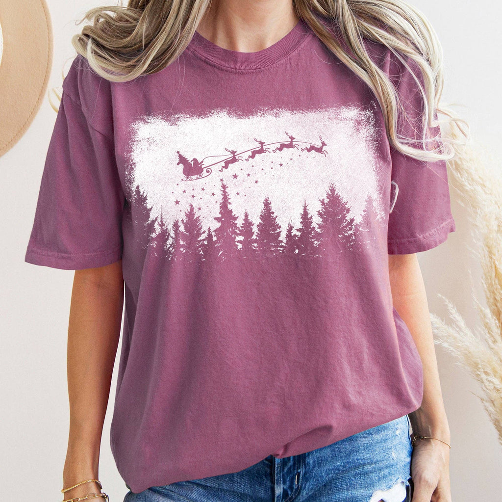 Vintage Pine Tree Christmas Silhouette, Santa Tshirt