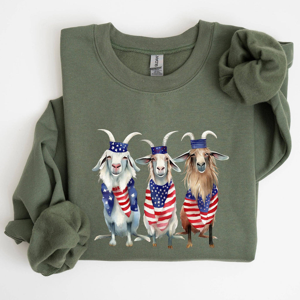 Patriotic Goats, Hippie, Funny, 4th of July Sweatshirt