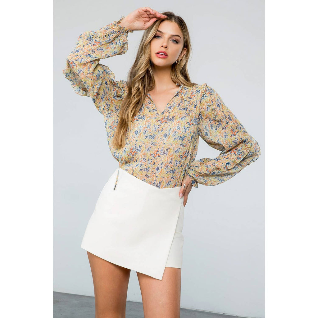 Flower Print Longsleeve Blouse