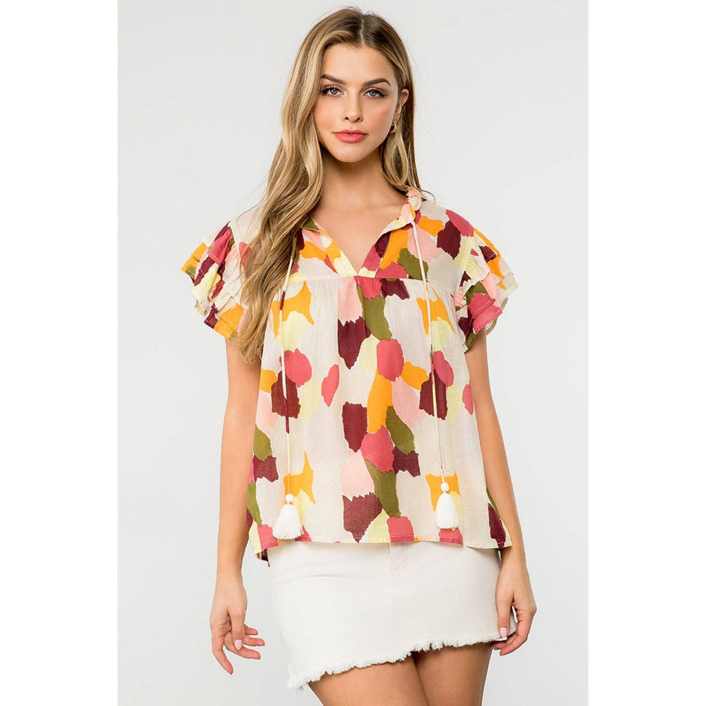 Multicolor Spotted Pattern Top