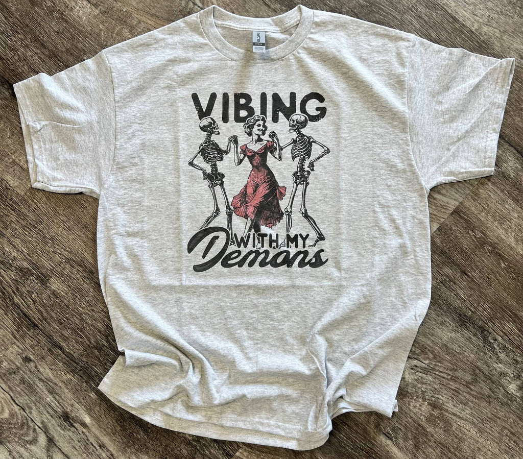 Vibing with My Demons On Ash Gray Tee