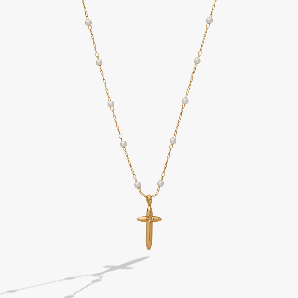 Cross 4:13 Pearl Rosary Chain Pendant Necklace T-Shirts