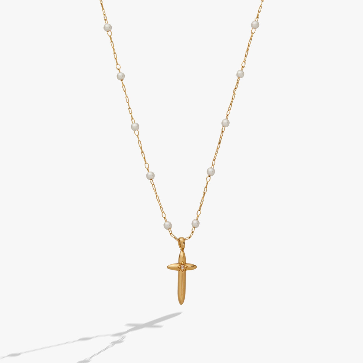 Cross 4:13 Pearl Rosary Chain Pendant Necklace T-Shirts