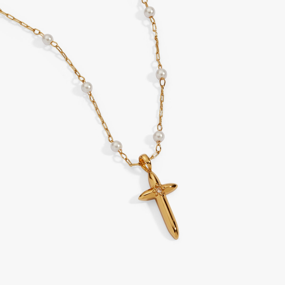 Cross 4:13 Pearl Rosary Chain Pendant Necklace T-Shirts
