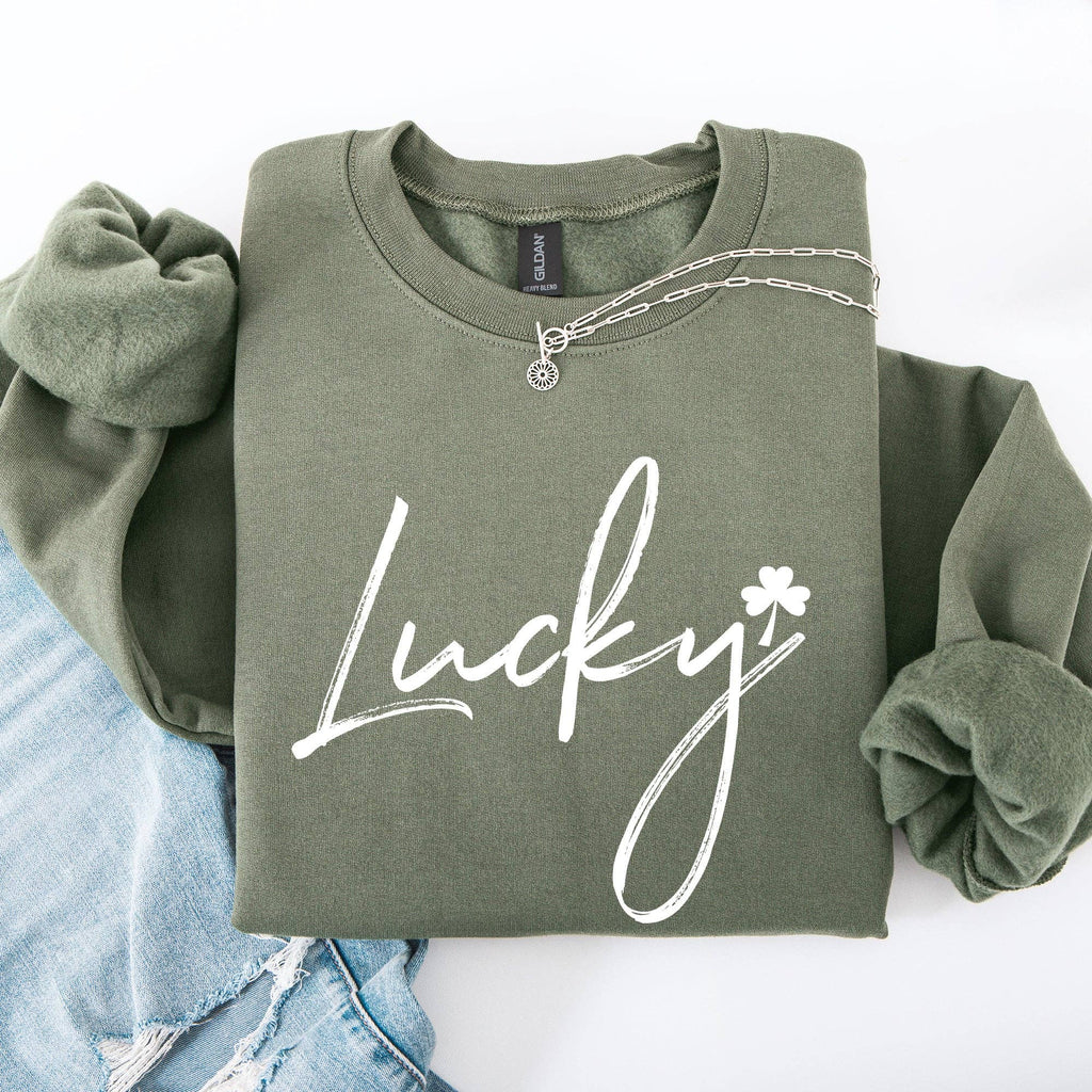 Lucky, Minimalist, St Patrick's Day, Shamrock, Sweatshirt