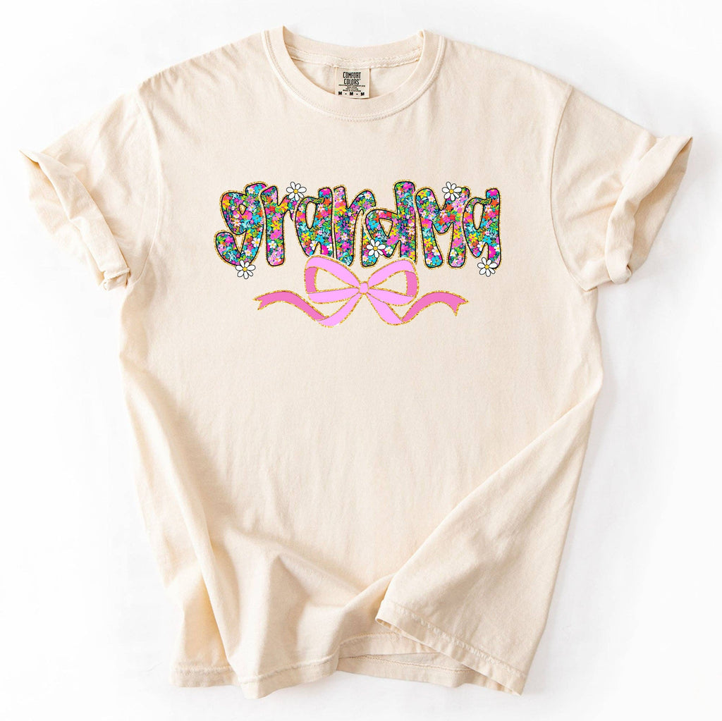 Grandma, Mother's Day, Ribbon, Bow Flowers Pastels Tshirt