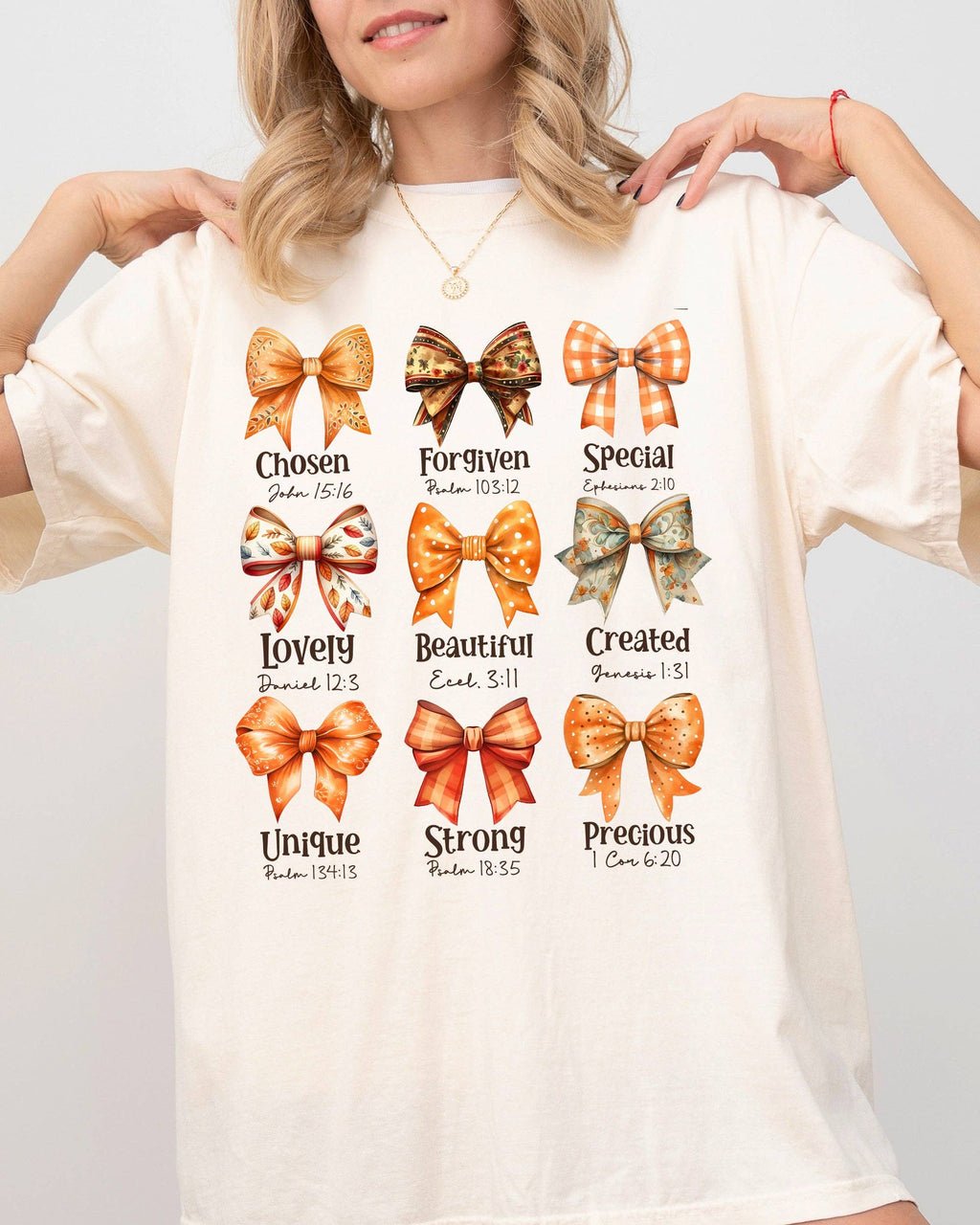 Bible Verse, Bow, Ribbon, Christian, Fall, Halloween Tshirt