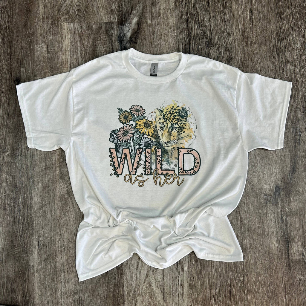 Wild As Her Floral Tiger On White Tee