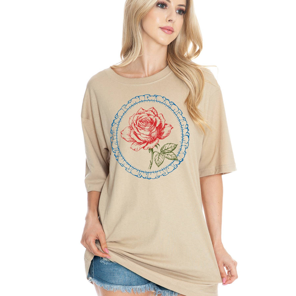 Vintage Rose 80s Oversized Unisex Tee