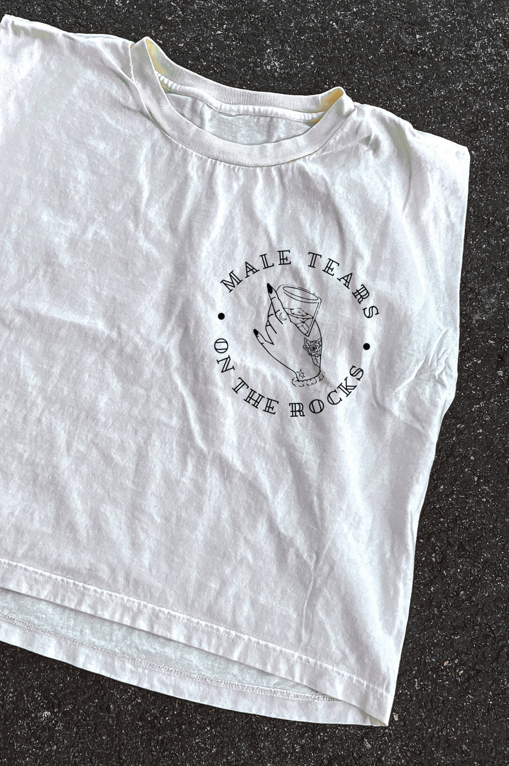 Male Tears On the Rocks Feminist Muscle Tee - Ivory