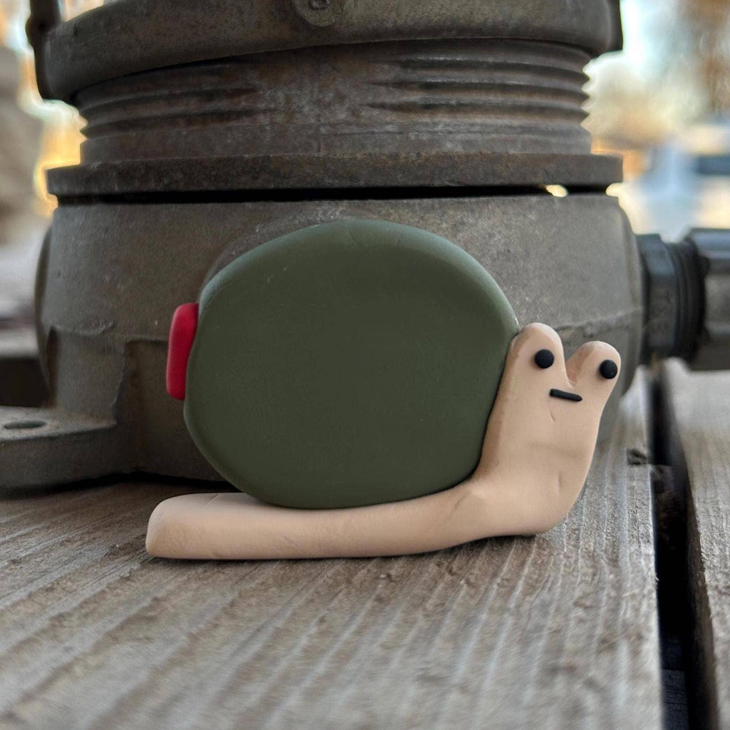 Olive Snail Polymer Clay Fidget Worry Stone