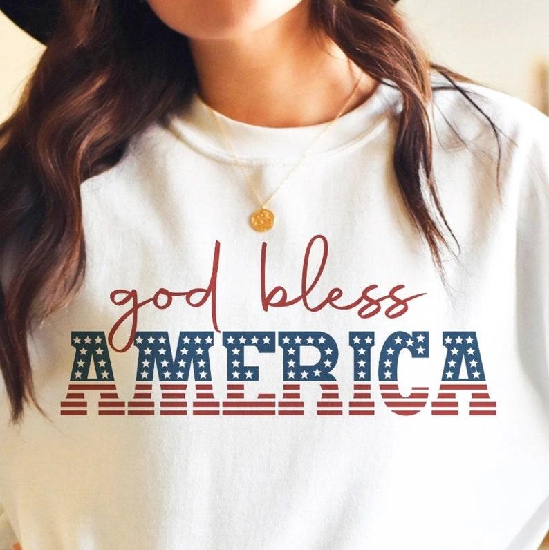 4th July Shirt God Bless America Crew Independence Day Crew T-Shirts