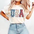 4th July Shirt USA Floral Flowers Shirt Independence Day & T-Shirts