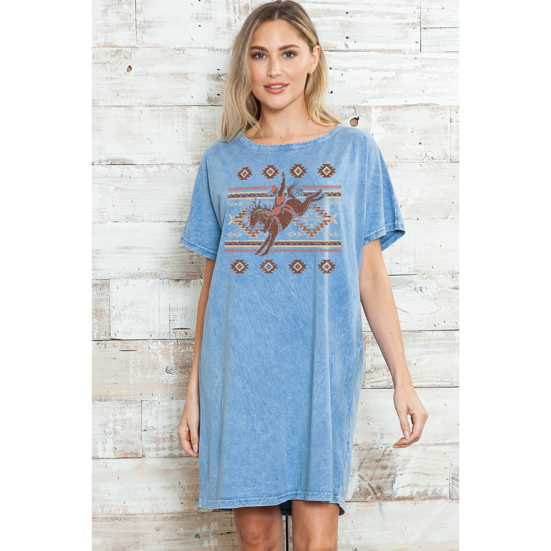 Cowgirl On Horse Mineral Washed Dress