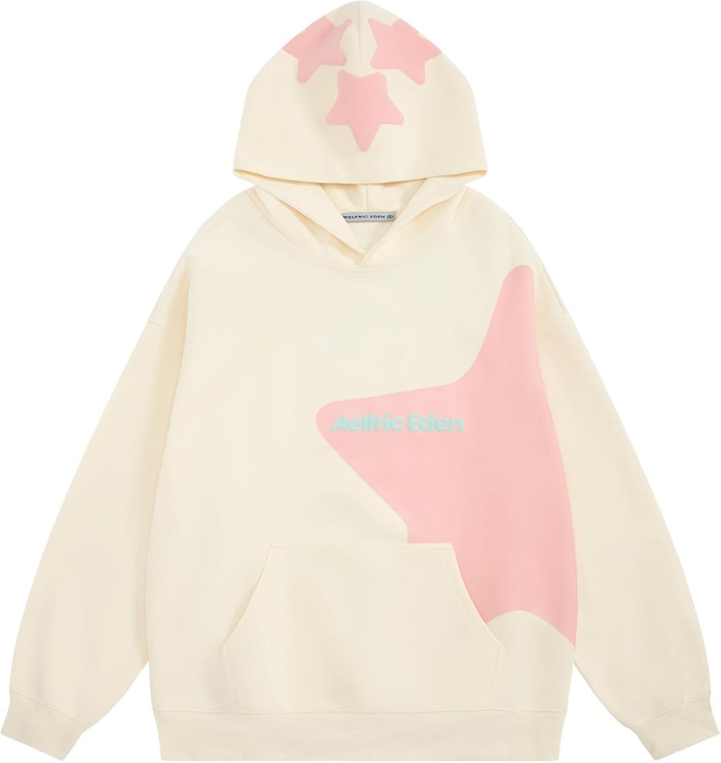 Star Graphic Hoodies Print Hoodie Unisex Oversized Hooded Sweatshirt Long Sleeve Pocket Pullover