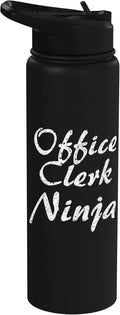 Office Clerk Tshirt Job Occupation Funny Work Title Stainless Steel Insulated Water Bottle