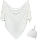 OWLOWLA Newborn Swaddle Set Stretch Wrap Swaddle Receiving Blanket for Baby Boy Girl(Ivory-rm)