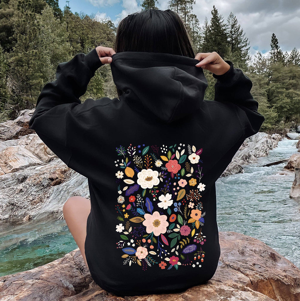 Flower Field, Whimsical Colorful Floral Hoodie