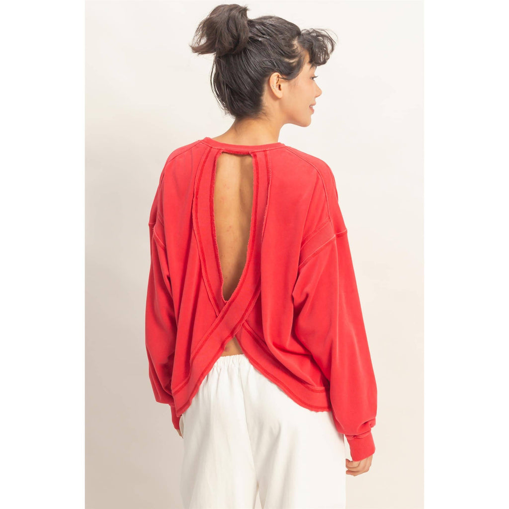 Oversized Cross Detail Open Back Sweatshirt