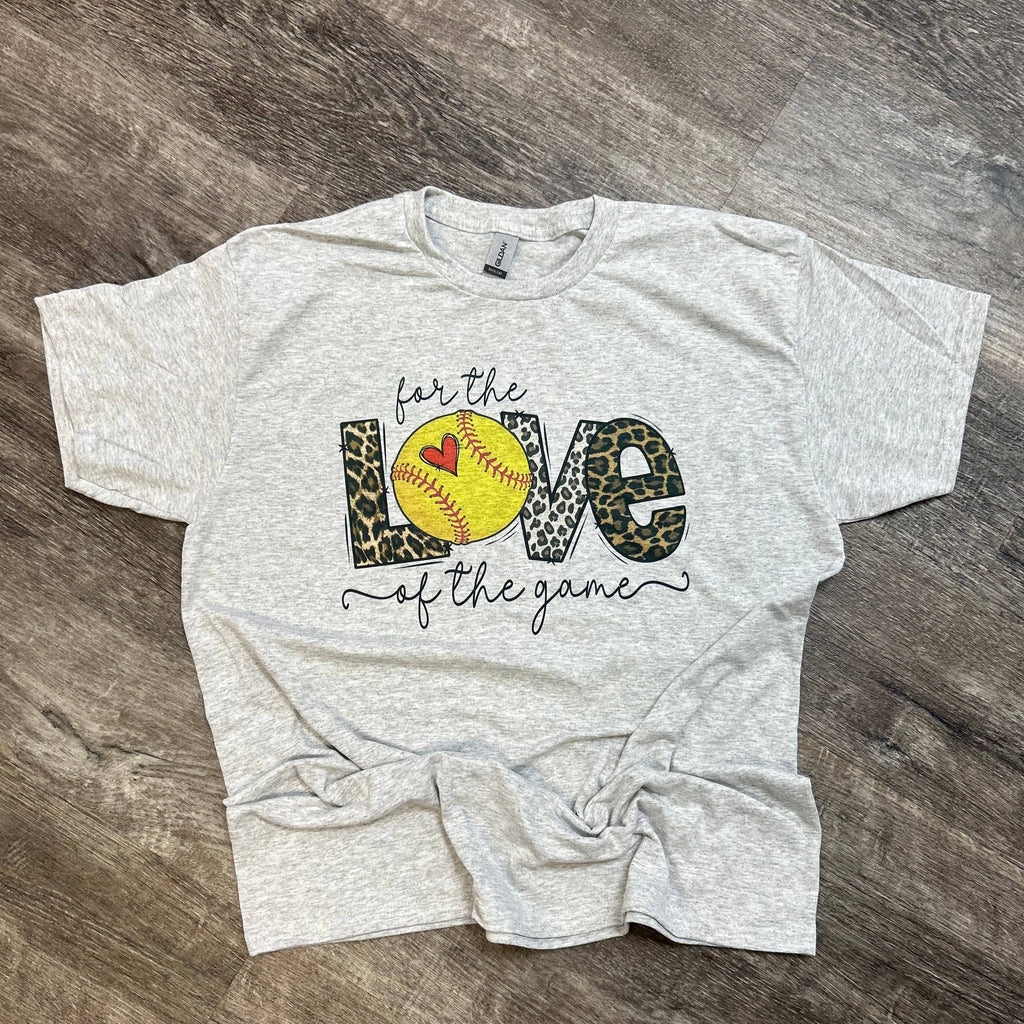 Softball: For the Love of the Game Leopard On Ash Gray Tee