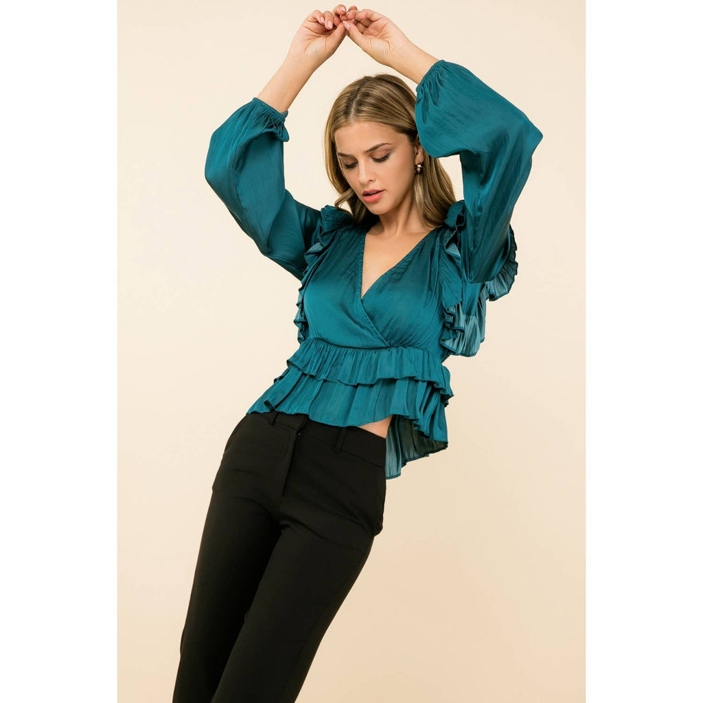 Ruffle Wrap Blouse