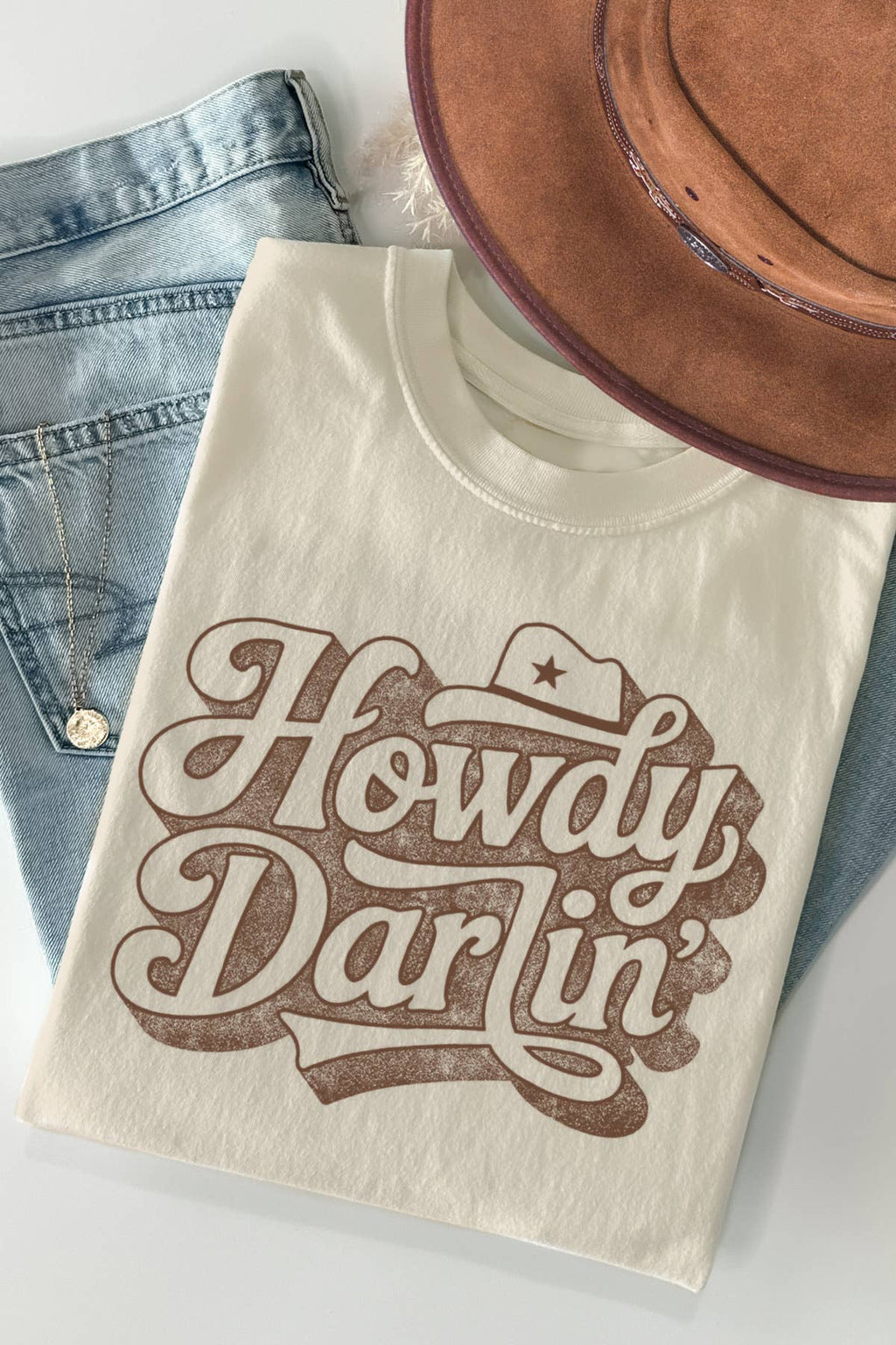 Women Howdy Graphic Print Short Sleeve Loose Top