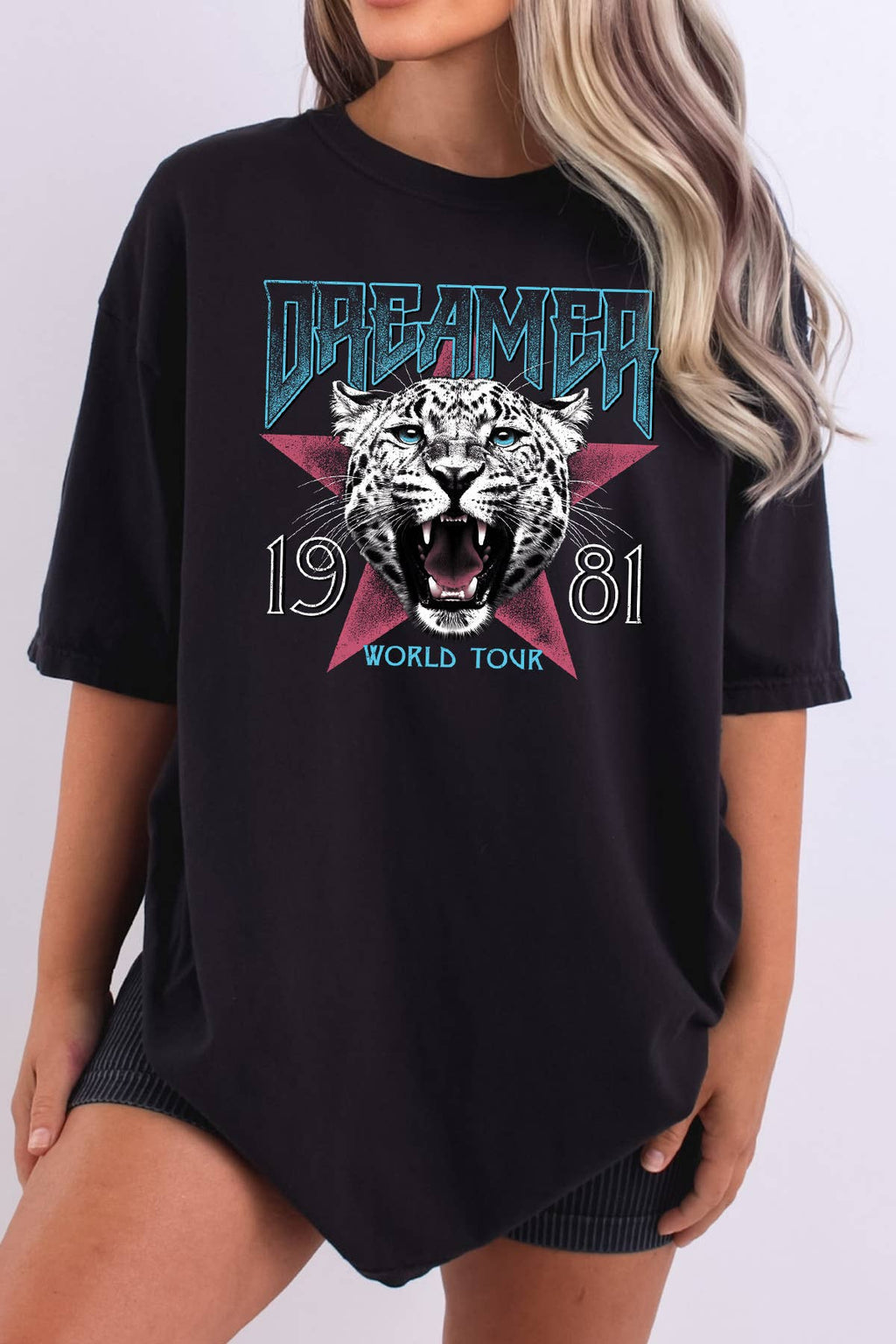 Women Cheetah Graphic Print Oversize Loose Fit Top