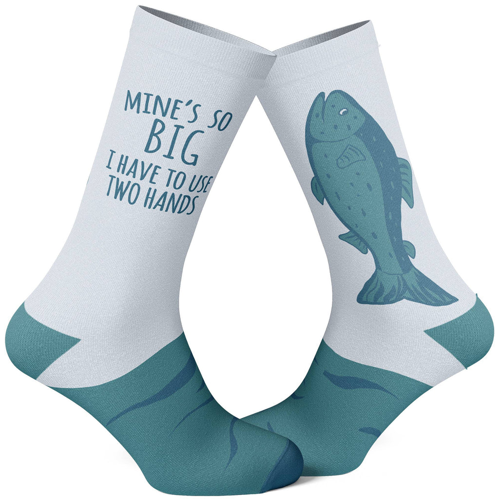 Mine's So Big I Have To Use Two Hands Fishing Sock Funny