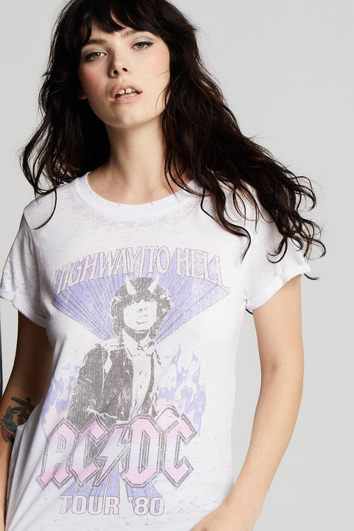 301506 Ac/Dc Highway To Hell Flame Tee