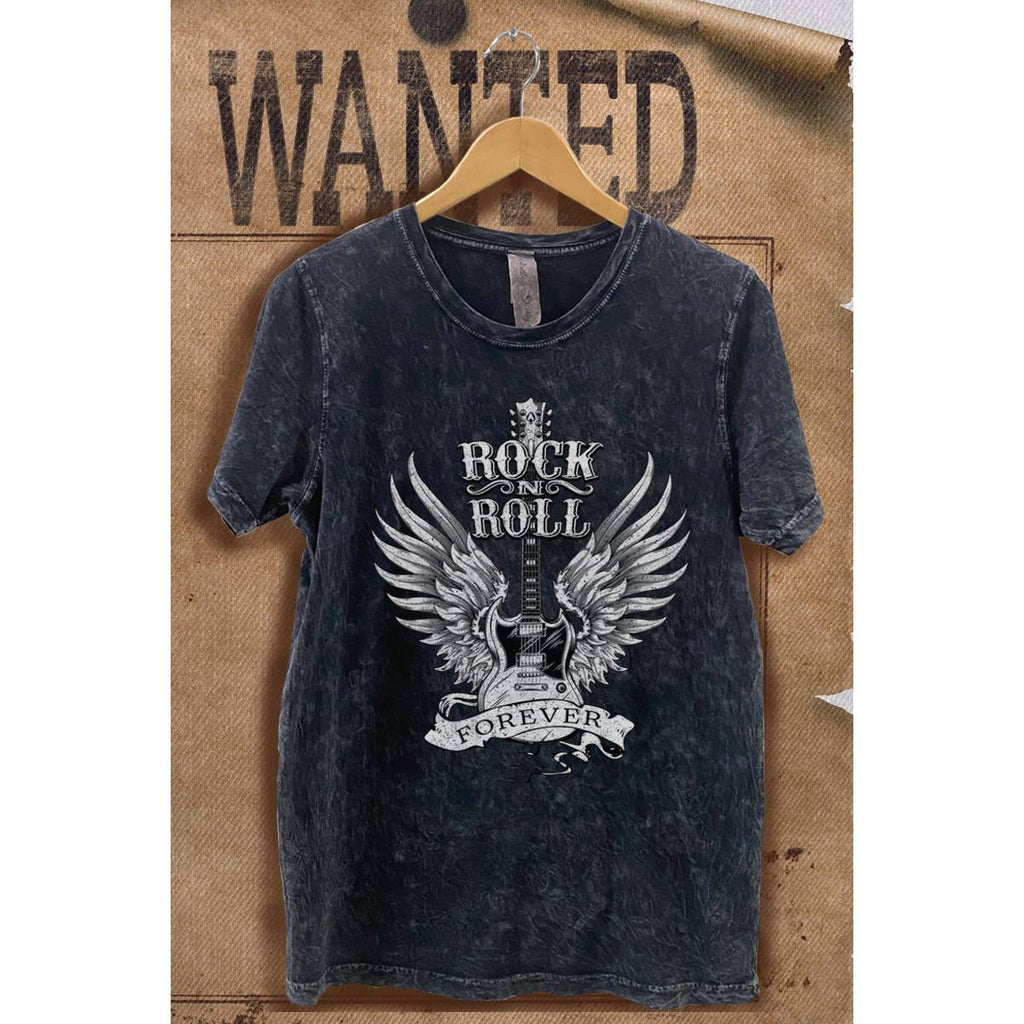 Rock and Roll Forever Mineral Wash Vintage Graphic  Tee