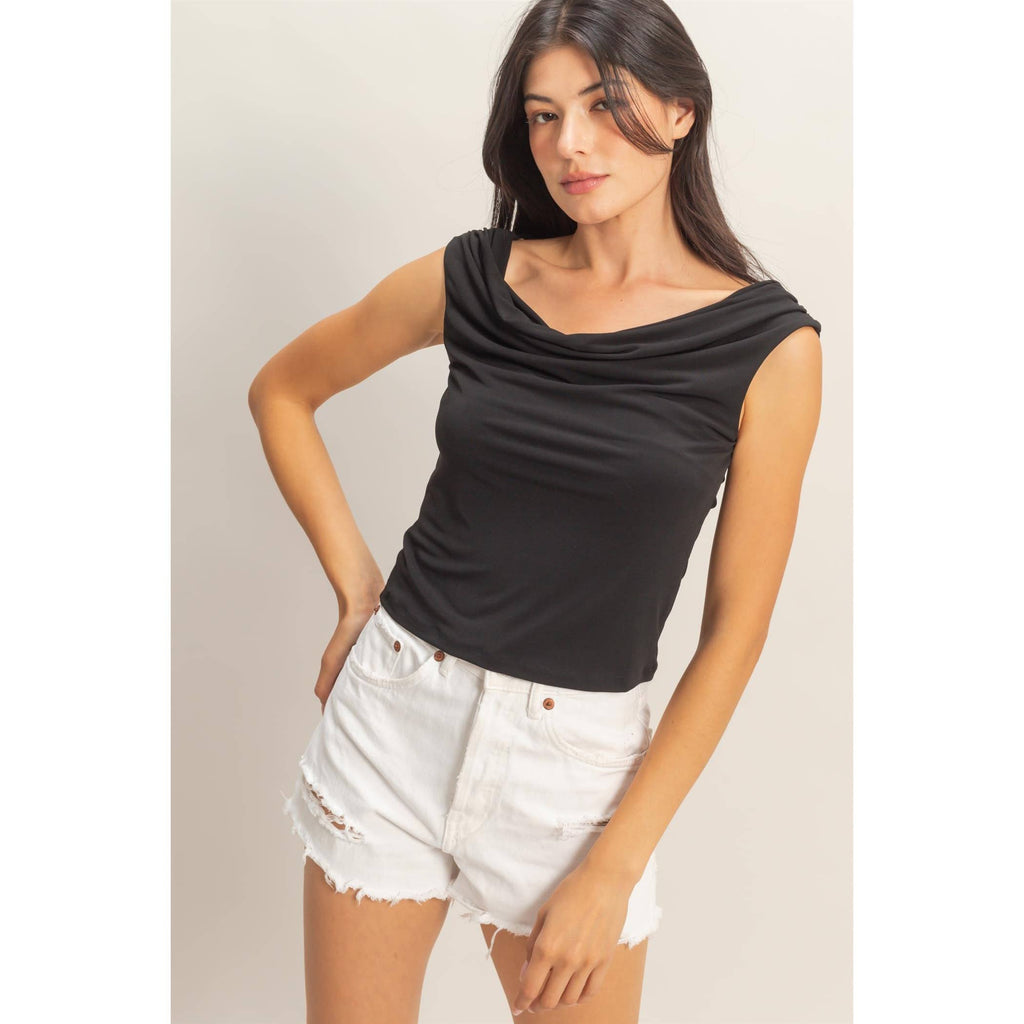 Cowl Neck Sleeveless Top