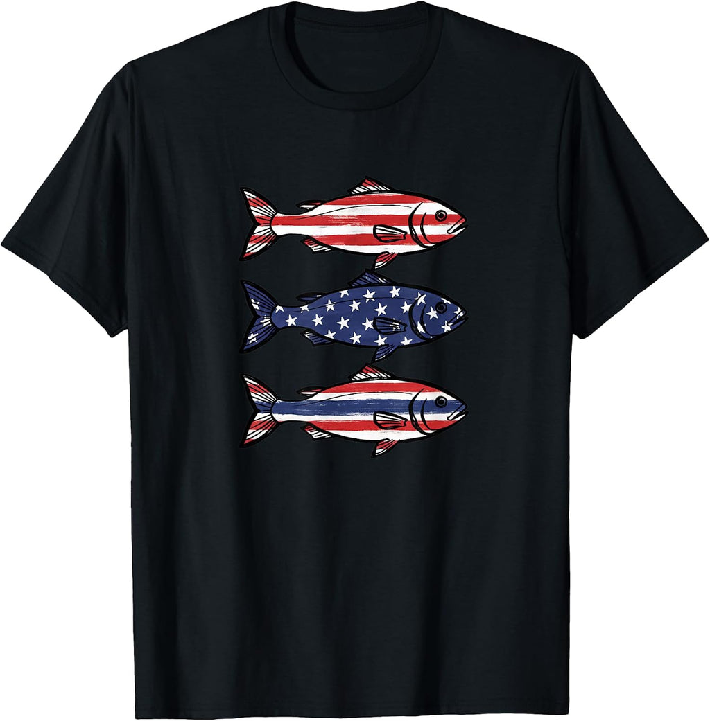 Fishing Fish American Flag Patriotic Outdoor Boys