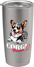 Womens Girls Corgi Mama Blue Merle Corgi Mom Lover Stainless Steel Insulated Tumbler