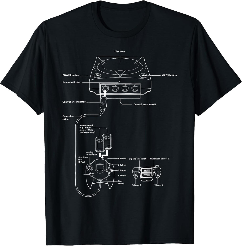 Vintage Gaming Diagram - Video Game Console Retro Chart Gift T-Shirt