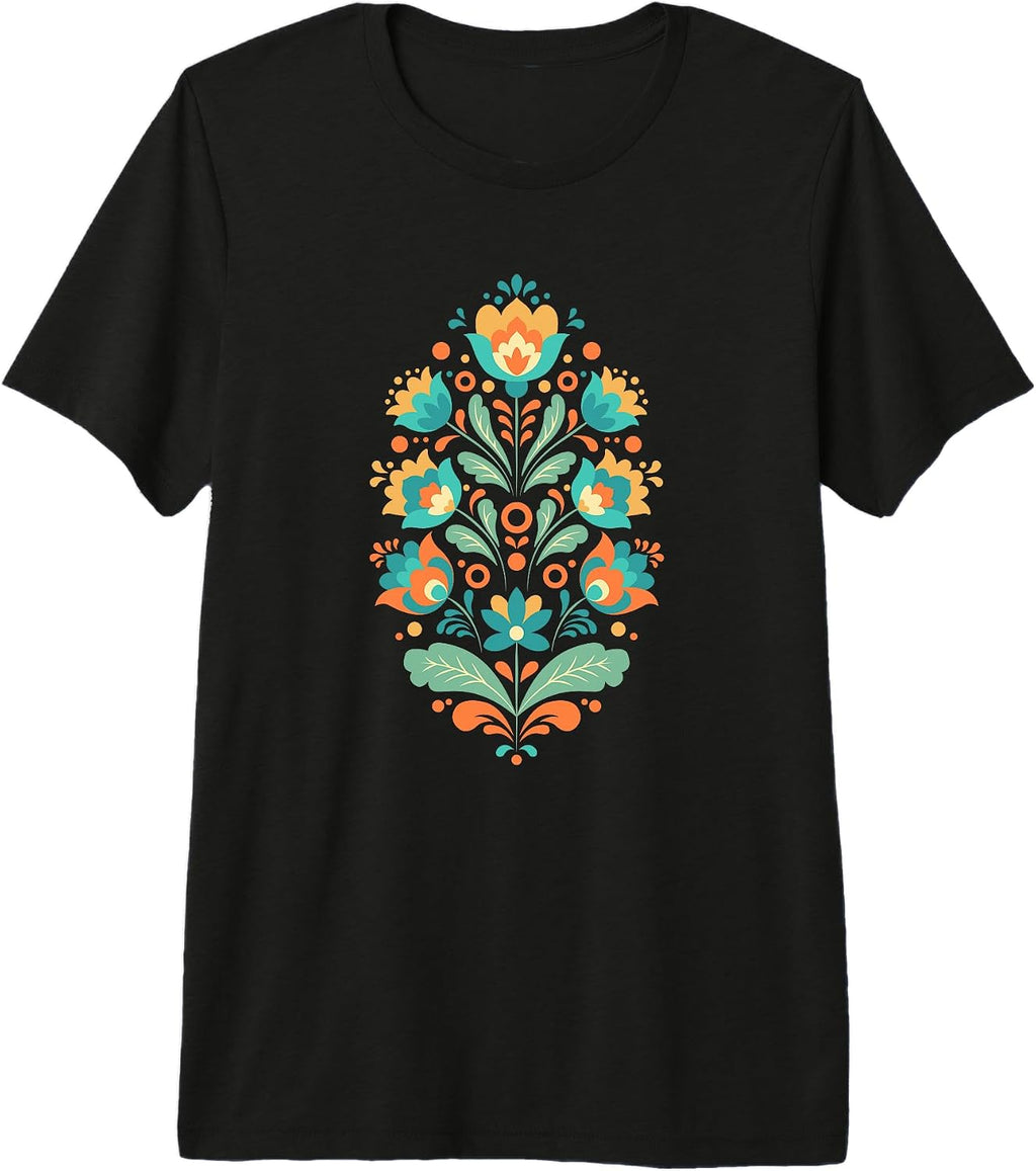 Nordic Folk Floral Heritage Tees