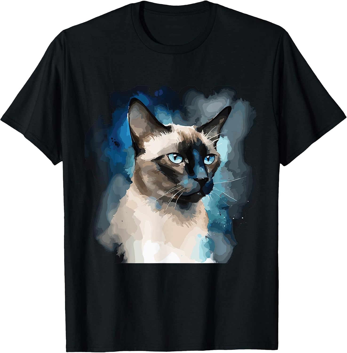 Siamese Painting Watercolor Kitten Cat Lover Siamois Kitty T-Shirt