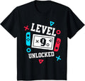 9 Year Old Birthday Boy Gaming Level 9 Unlocked 9th Birthday T-Shirt