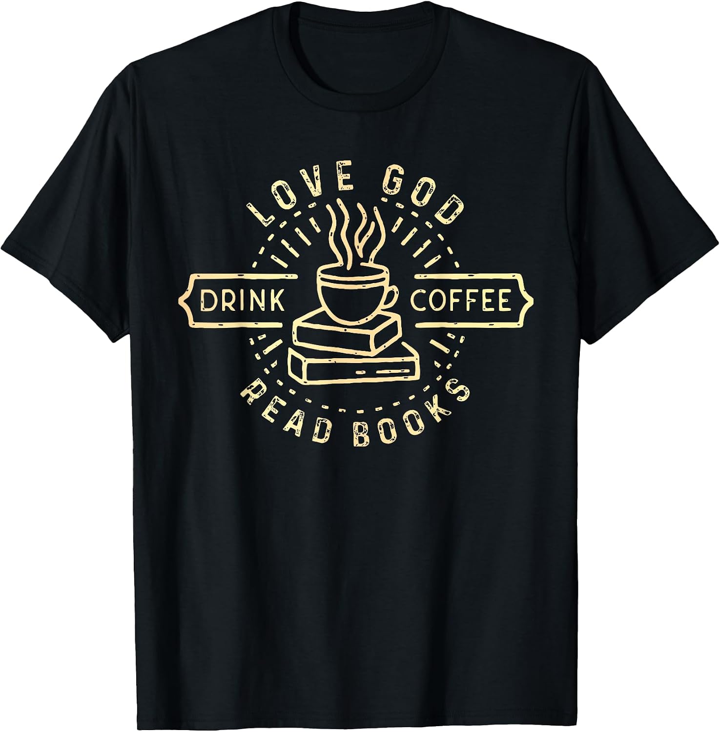 Retro Love God Drink Coffee Read Books
