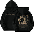 Trust In The Lord Graphic Hoodie For Girls Christian Jesus Hoodie Kids Faith Hooded Sweatshirt Preppy Pullover Tops