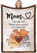 MeMoShe Personalized Mother's Day Blanket Gifts for Mom, Custom Blanket with 3 Names Customized Unique Puzzle Style Gifts from Daughter Son for New Mom, Wife, Grandma