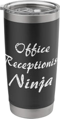 Office Receptionist Tshirt Job Occupation Funny Work Title Stainless Steel Insulated Tumbler