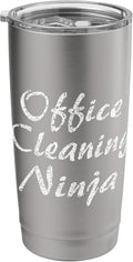 Office Cleaning Tshirt Job Occupation Funny Work Title Stainless Steel Insulated Tumbler