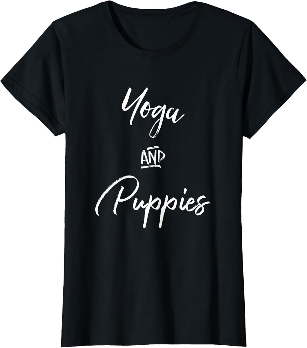 Yoga and Puppies Shirt,Namastay At Home with My Dog Lovers T-Shirt for Women
