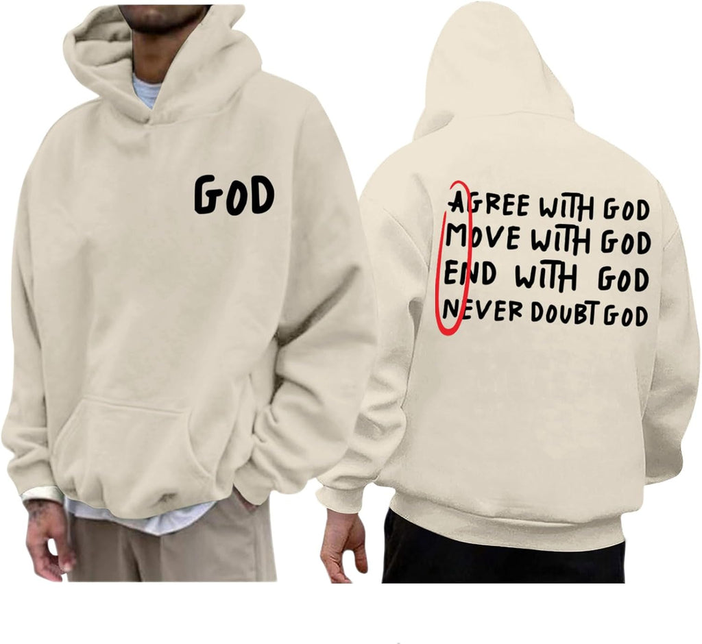 Christian Hoodies for Men Inspirational God Faith Jesus Sweatshirts Vintage Bible Verse Graphic Pullover Hoodie