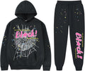 Y2K Hoodie Set Cobweb Spider Style Hoodie Pant Casual Tracksuit Long Sleeve Athletic Suit
