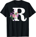 white initial letter R cute flower floral monogram