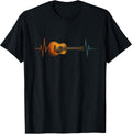 Acoustic Guitar Heartbeat Line Music Rhythm Art T-Shirt