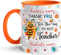 Personalized Teacher Mug - 11oz White Ceramic Accent Cup, Custom Name, Teaching Gift for Teachers Day
