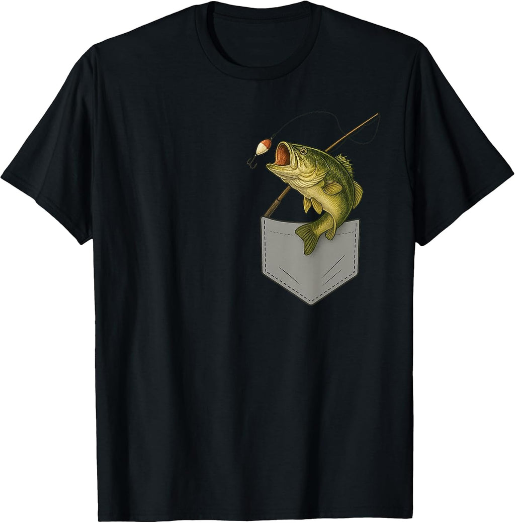 Bass Fish In Pocket Fishing Graphic Tees
